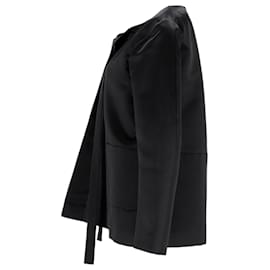 Jil Sander-Jil Sander Tie-Front Jacket in Black Silk-Black