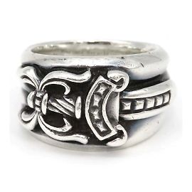 Chrome Hearts Breiter Dolchring mit verchromten Herzen Silber