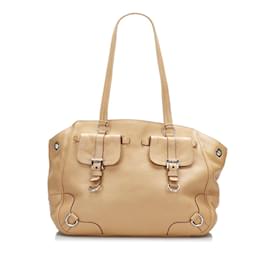 Prada-Prada Vitello Daino Shoulder Bag  Leather Shoulder Bag in Good condition-Brown