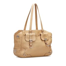 Prada-Prada Vitello Daino Shoulder Bag  Leather Shoulder Bag in Good condition-Brown