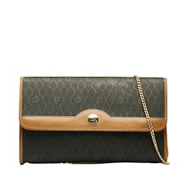 Dior-Dior Honeycomb Chain Shoulder Bag Canvas Shoulder Bag in Fair condition-Black