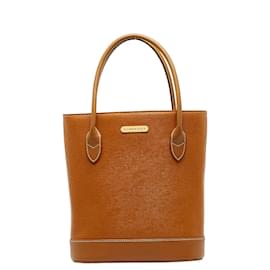 Burberry-Leather Bucket Zip Handbag-Brown
