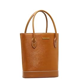 Burberry-Leather Bucket Zip Handbag-Brown