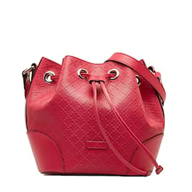 Gucci-Hilary mittelgroße Beuteltasche aus Leder mit Strassbesatz 354229-Rot