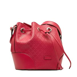 Gucci-Bolsa balde média Hilary em couro diamante 354229-Vermelho