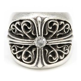 Chrome Hearts Anello croce floreale Argento