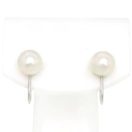 Mikimoto-18Boucles d'oreilles clips K Pearl-Blanc