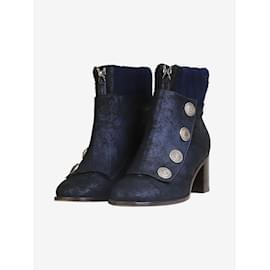 Chanel-Blue CC button ankle boots - size EU 37-Blue