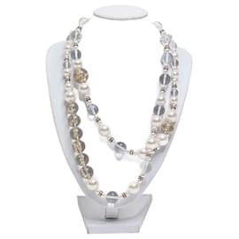 Chanel-Collana decorata con perle e perle bianche-Bianco