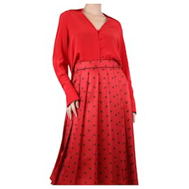 Fendi-Red V-neckline silk top - size UK 10-Red