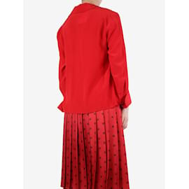 Fendi-Top rosso in seta con scollo a V - taglia UK 10-Rosso