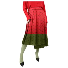 Fendi-Red silk pleated skirt - size UK 12-Red