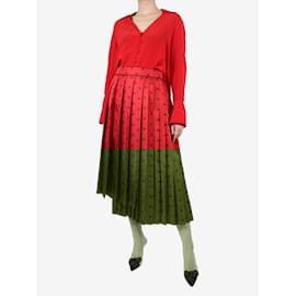 Fendi-Red silk pleated skirt - size UK 12-Red