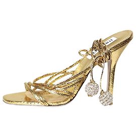 Attico Gold metallic strappy sandal heels - size EU 36 Golden