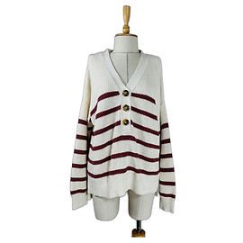 Rachel Zoe Gestreifter Pullover Beige Rot L Rot Mehrfarben Beige
