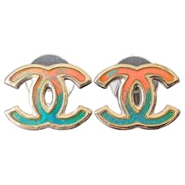 Chanel-CC B12Boîte à boucles d'oreilles multicolore P Logo GHW Hologram-Doré