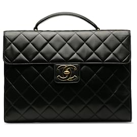 Chanel-Chanel Black CC Lambskin Business Bag-Black