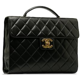 Chanel-Chanel Black CC Lambskin Business Bag-Black