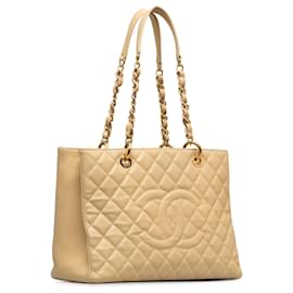 Chanel-Totalizador de compras Chanel Brown Caviar Grand-Castaño,Beige