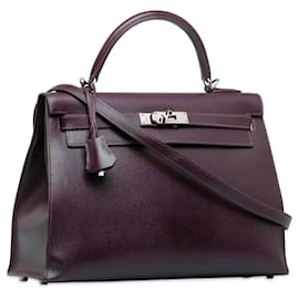 Hermès-Hermes Purple 2002 Veau Graine Lisse Kelly Sellier 32-Purple