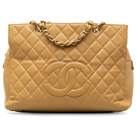Chanel-Chanel Brown Caviar Grand Shopping Tote -Brown,Light brown