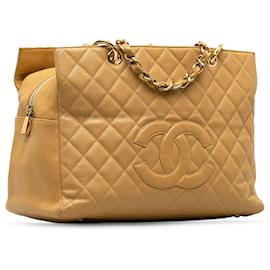 Chanel-Chanel Brown Caviar Grand Shopping Tote -Brown,Camel