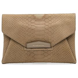 Givenchy Brown Medium Embossed Antigona Envelope Clutch Bag Brown Beige