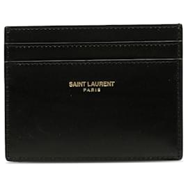 Saint Laurent-Saint Laurent Black Leather Card Holder-Black