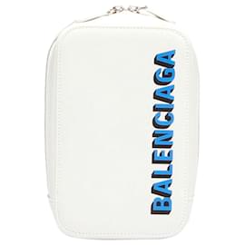 Balenciaga-Balenciaga Sac messager en cuir à logo blanc-Blanc
