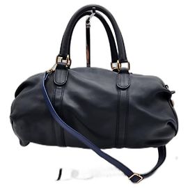 Gucci Leather Boston Speedy Bag Navy blue