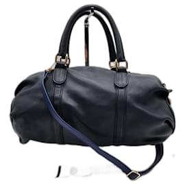 Gucci-Gucci Leather Boston Speedy Bag-Navy blue