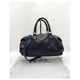 Gucci-Gucci Leather Boston Speedy Bag-Navy blue