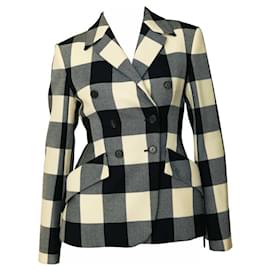 Christian Dior-Christian Dior black & white checkered suit jacket wool US4 it40 Fall/Winter Col-Black