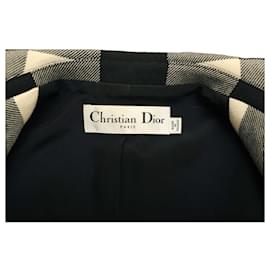 Christian Dior-Christian Dior veste de costume à carreaux noir et blanc laine US4  ca40 fall/Col d'hiver-Noir