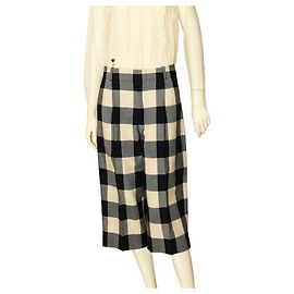 Christian Dior black and white checkered capri wool trousers US 4 it 40 Black