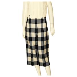 Christian Dior-Christian Dior pantalon capri en laine à carreaux noir et blanc US 4  ca 40-Noir
