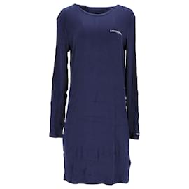 Tommy Hilfiger-Tommy Hilfiger Womens Fitted Rib Knit Dress in Navy Blue Viscose-Navy blue