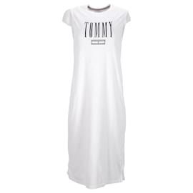 Tommy Hilfiger-Vestido regata feminino com logotipo Tommy Hilfiger em algodão branco-Branco