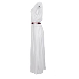 Tommy Hilfiger-Vestido feminino Tommy Hilfiger de viscose com cinto em viscose branca-Branco