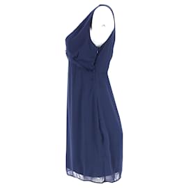 Tommy Hilfiger-Tommy Hilfiger Womens V Neck Mini Dress in Navy Blue Polyester-Navy blue