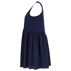 Tommy Hilfiger-Vestido feminino Tommy Hilfiger com cintura franzida em poliéster azul-Azul