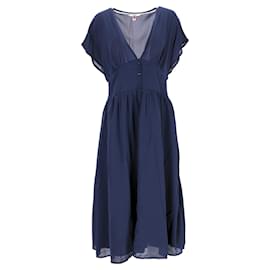 Tommy Hilfiger-Tommy Hilfiger Womens Flare Fit Midi Dress in Navy Blue Polyester-Navy blue