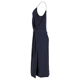 Tommy Hilfiger-Tommy Hilfiger Womens V Neck Wrap Dress in Navy Blue Polyester-Navy blue
