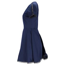 Tommy Hilfiger-Tommy Hilfiger Vestido de algodón con ribete de encaje para mujer en algodón azul marino-Azul marino