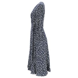 Tommy Hilfiger-Wickelkleid aus Viskose mit Blümchenmuster für Damen-Blau