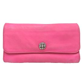 Chrome Hearts Leather Continental Wallet Leather Long Wallet in Good Condition Pink