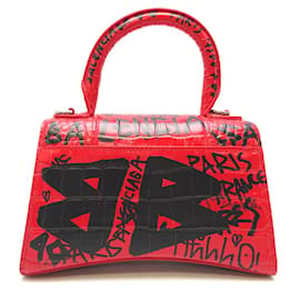Balenciaga-Borsa a mano Graffiti Hourglass XS 592833-Rosso