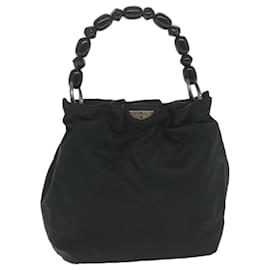 Christian Dior-Christian Dior Maris Pearl Hand Bag Nylon Black Auth bs11468-Black