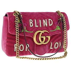 Gucci-GUCCI Shoulder Bag Velor Pink 443496 Auth bs11601-Pink
