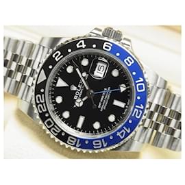 Rolex-Bisel ROLEX GMT MasterII azul negro 126710Pulsera Jubileo BLNR '19 comprado para hombre-Plata